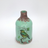 VLC0144 -   Antique Rusty Style Crackled Jar with printing a Green Bird. Product Price : US$29.99 and Shipping Fee : US$25.00