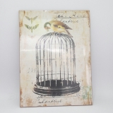 VLC0590A -   Vintage French Postcard  Bird & Cage Wall Plaque. Product Price : US$23.99 and Shipping Fee : US$20.00