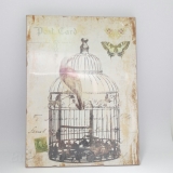 VLC0590B -   Vintage French Postcard  Bird & Cage Wall Plaque. Product Price : US$23.99 and Shipping Fee : US$20.00