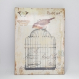 VLC0590C -   Vintage French Postcard  Bird & Cage Wall Plaque. Product Price : US$23.99 and Shipping Fee : US$20.00