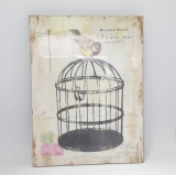 VLC0590D -   Vintage French Postcard  Bird & Cage Wall Plaque. Product Price : US$23.99 and Shipping Fee : US$20.00