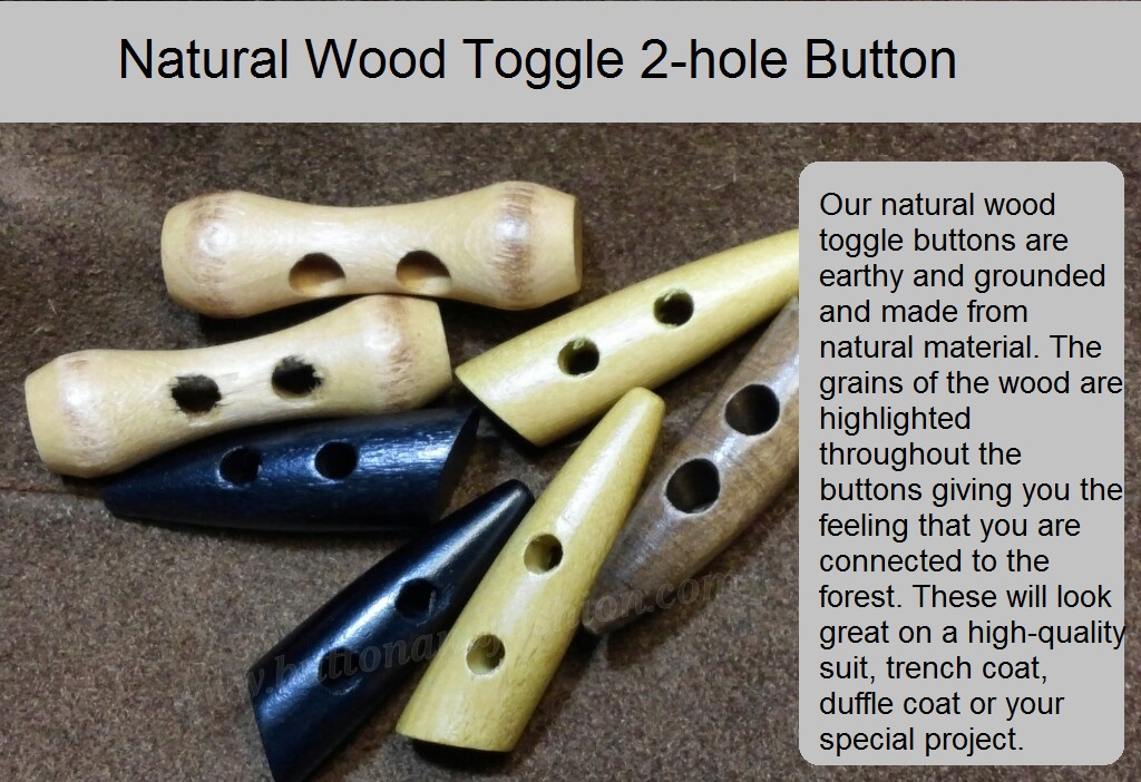 Natural Wood Toggle 2-hole Button